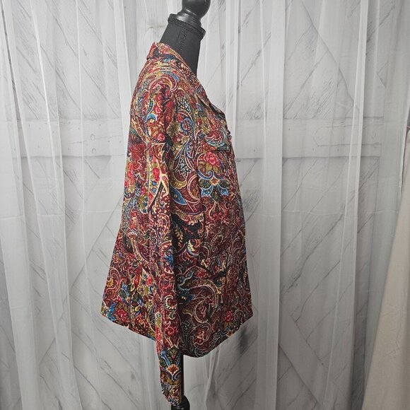 Vintage Coldwater Jacket Red Paisley Tapestry Retro Boho Casual L - Picture 7 of 14
